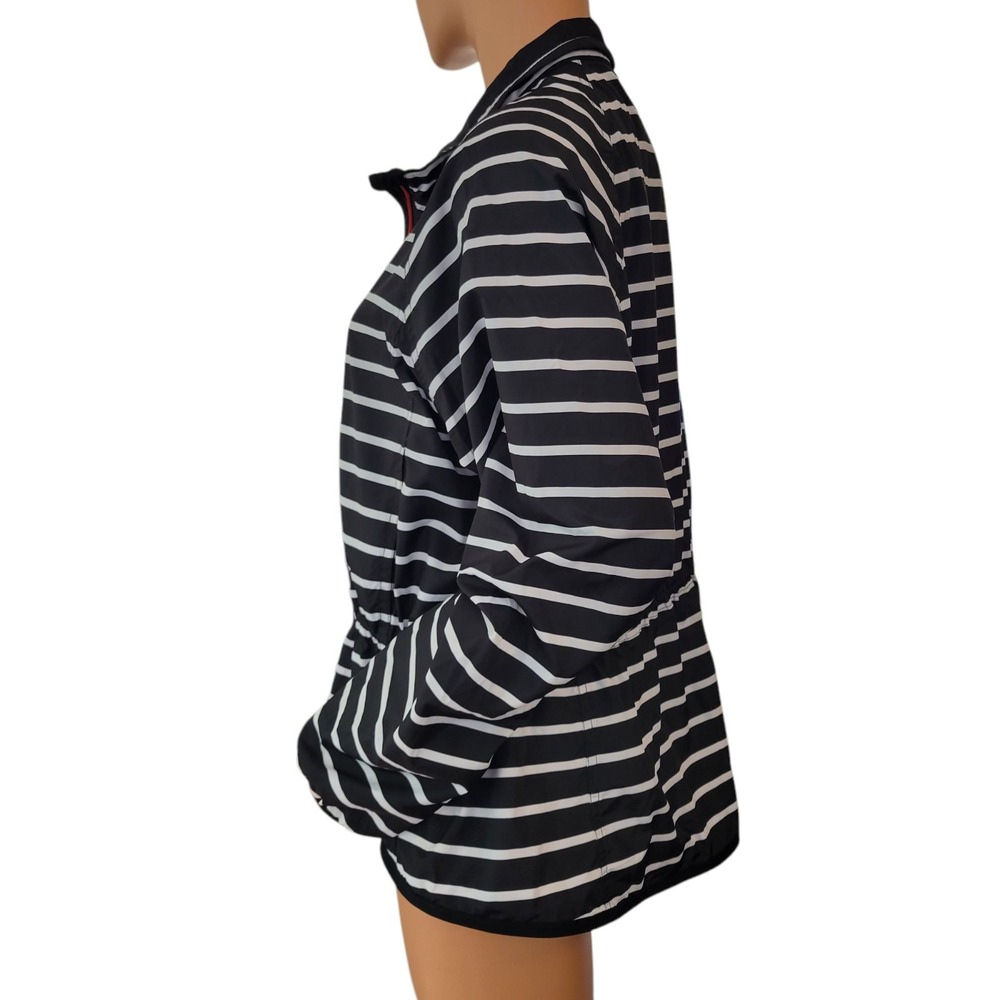 Vintage Lauren Ralph Lauren Active Jacket Womens L Black White Stripe Nautical - Picture 3 of 16